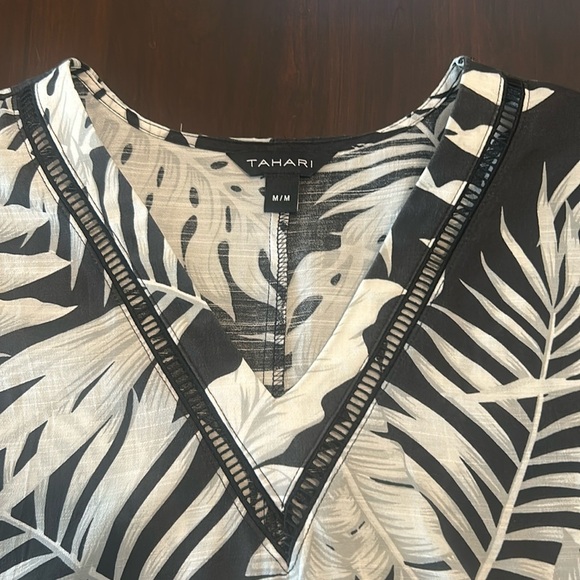 Tahari Tropical Swimsuit Cover Up Black and White Floral Print Size M - Picture 13 of 13